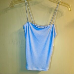 American Eagle Outfitters Light Blue Ribbed Spaghetti Strap Tank Top New Size M